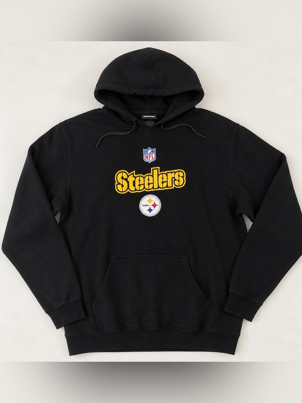 Reebok Vintage Pittsburgh Steelers NFL Black Pullover Hoodie Men’s XL